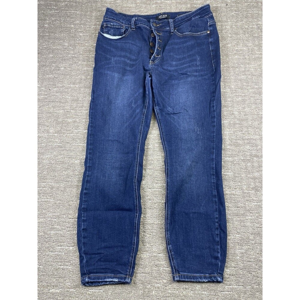 Women’s Judy Blue 14 W Skinny Fit # Jb8855 Dark Jeans Button Fly